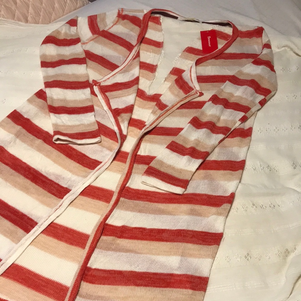 Ladies Demeanor Orange/Cream/White Sweatercoat